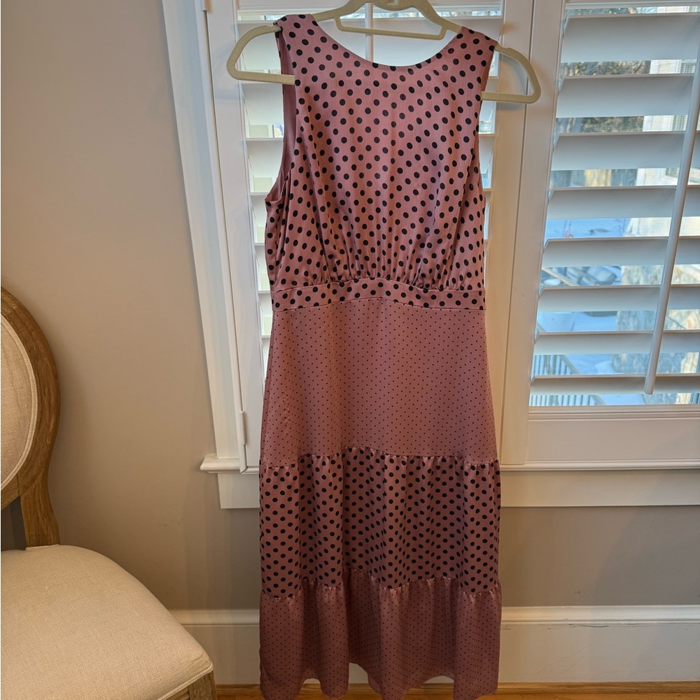 Ted Baker Polka Dot Sleeveless Dress - Deep Blush and Black